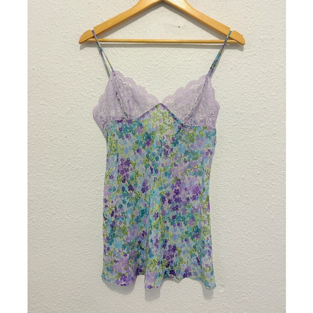 Vintage Y2K Victoria's Secret Sheer Slip Dress Lace Floral Coquette Fairy Mesh